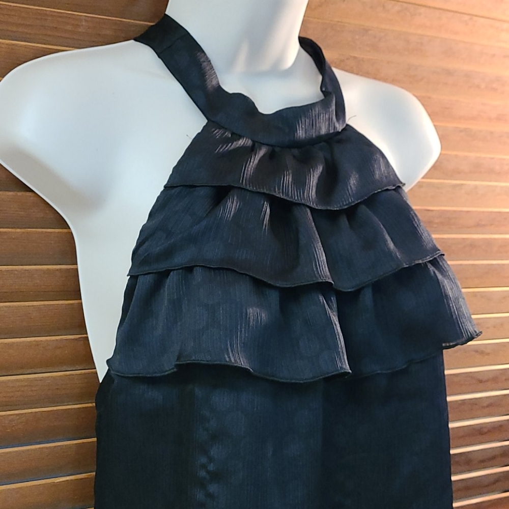 High Neck Ruffled Open Back Halter Top - Picture 2 of 9